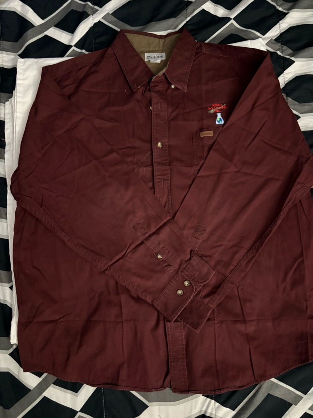Carhartt Men’s Maroon Long-Sleeve Button Down Work Shirt